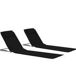 VidaXL Strandmatten inklapbaar 2 st staal en stof zwart