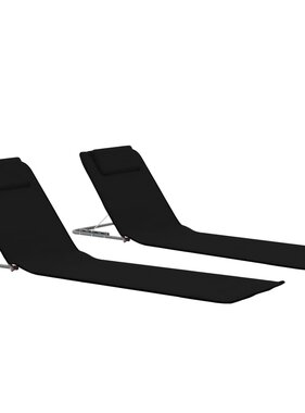 VidaXL Strandmatten inklapbaar 2 st staal en stof zwart