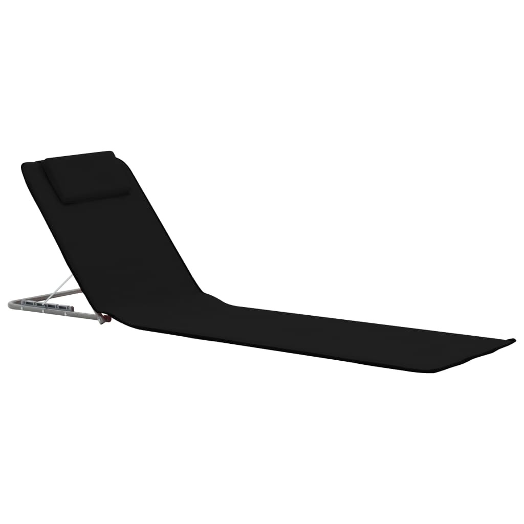 VidaXL Strandmatten inklapbaar 2 st staal en stof zwart