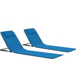 VidaXL Strandmatten inklapbaar 2 st staal en stof blauw