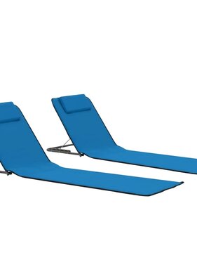 VidaXL Strandmatten inklapbaar 2 st staal en stof blauw