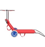 VidaXL Ligbed met luifel en wieltjes inklapbaar staal rood