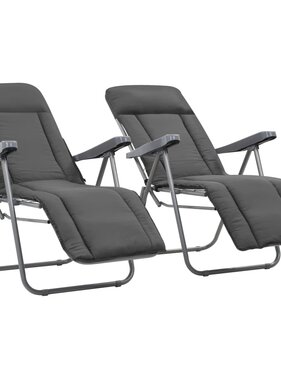 VidaXL Tuinstoelen met kussen inklapbaar 2 st grijs