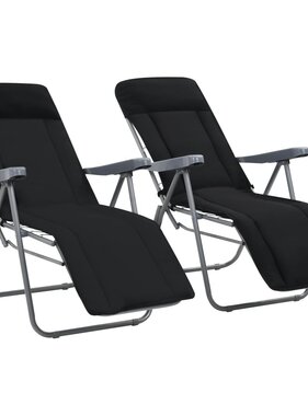 VidaXL Tuinstoelen met kussen inklapbaar 2 st zwart