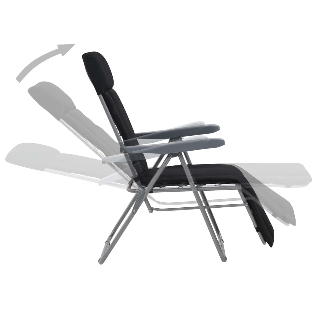 VidaXL Tuinstoelen met kussen inklapbaar 2 st zwart