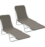 VidaXL Ligbedden inklapbaar 2 st staal en stof grijs