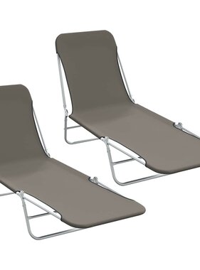 VidaXL Ligbedden inklapbaar 2 st staal en stof grijs