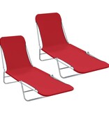 VidaXL Ligbedden 2 st inklapbaar staal en stof rood