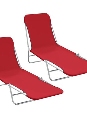 VidaXL Ligbedden 2 st inklapbaar staal en stof rood