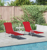 VidaXL Ligbedden 2 st inklapbaar staal en stof rood