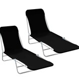 VidaXL Ligbedden inklapbaar 2 st staal en stof zwart