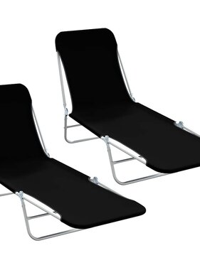 VidaXL Ligbedden inklapbaar 2 st staal en stof zwart