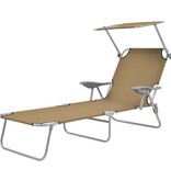 VidaXL Ligbed met luifel inklapbaar staal taupe