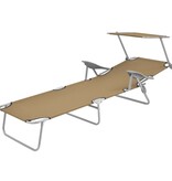 VidaXL Ligbed met luifel inklapbaar staal taupe