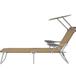 VidaXL Ligbed met luifel inklapbaar staal taupe