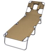 VidaXL Ligbed met hoofdkussen verstelbaar en inklapbaar taupe