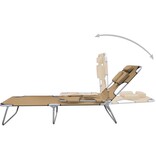 VidaXL Ligbed met hoofdkussen verstelbaar en inklapbaar taupe