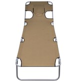 VidaXL Ligbed met hoofdkussen verstelbaar en inklapbaar taupe