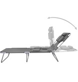 VidaXL Ligbed met hoofdkussen verstelbaar en inklapbaar grijs