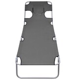 VidaXL Ligbed met hoofdkussen verstelbaar en inklapbaar grijs