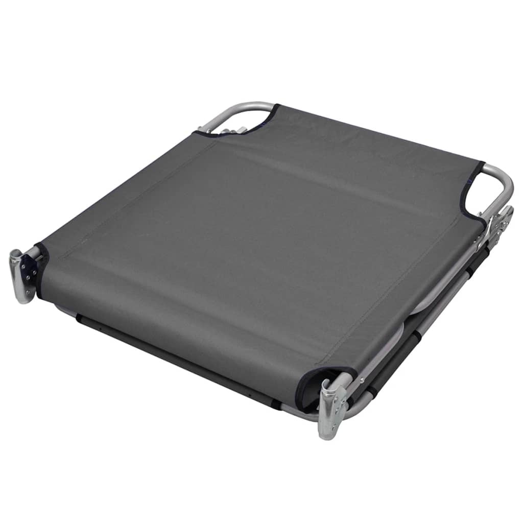 VidaXL Ligbed met hoofdkussen verstelbaar en inklapbaar grijs