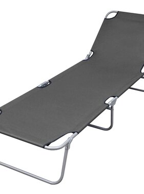 VidaXL Ligbed inklapbaar met verstelbare rugleuning grijs