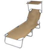 VidaXL Ligbed met luifel inklapbaar staal taupe