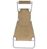 VidaXL Ligbed met luifel inklapbaar staal taupe