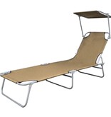 VidaXL Ligbed met luifel inklapbaar staal taupe