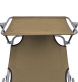 VidaXL Ligbed met luifel inklapbaar staal taupe