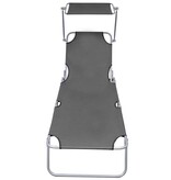 VidaXL Ligbed met luifel inklapbaar staal grijs