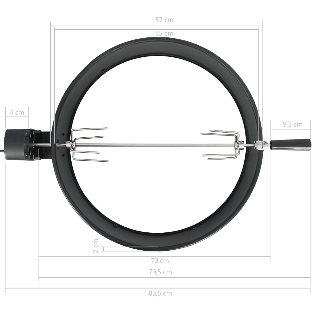 VidaXL BBQ rotisserie ring 57 cm zwart