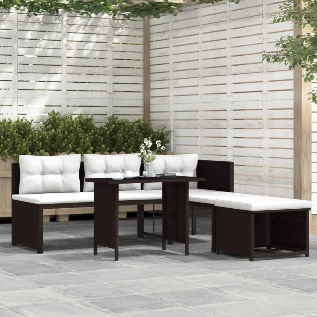 VidaXL 4-delige Loungeset poly rattan bruin