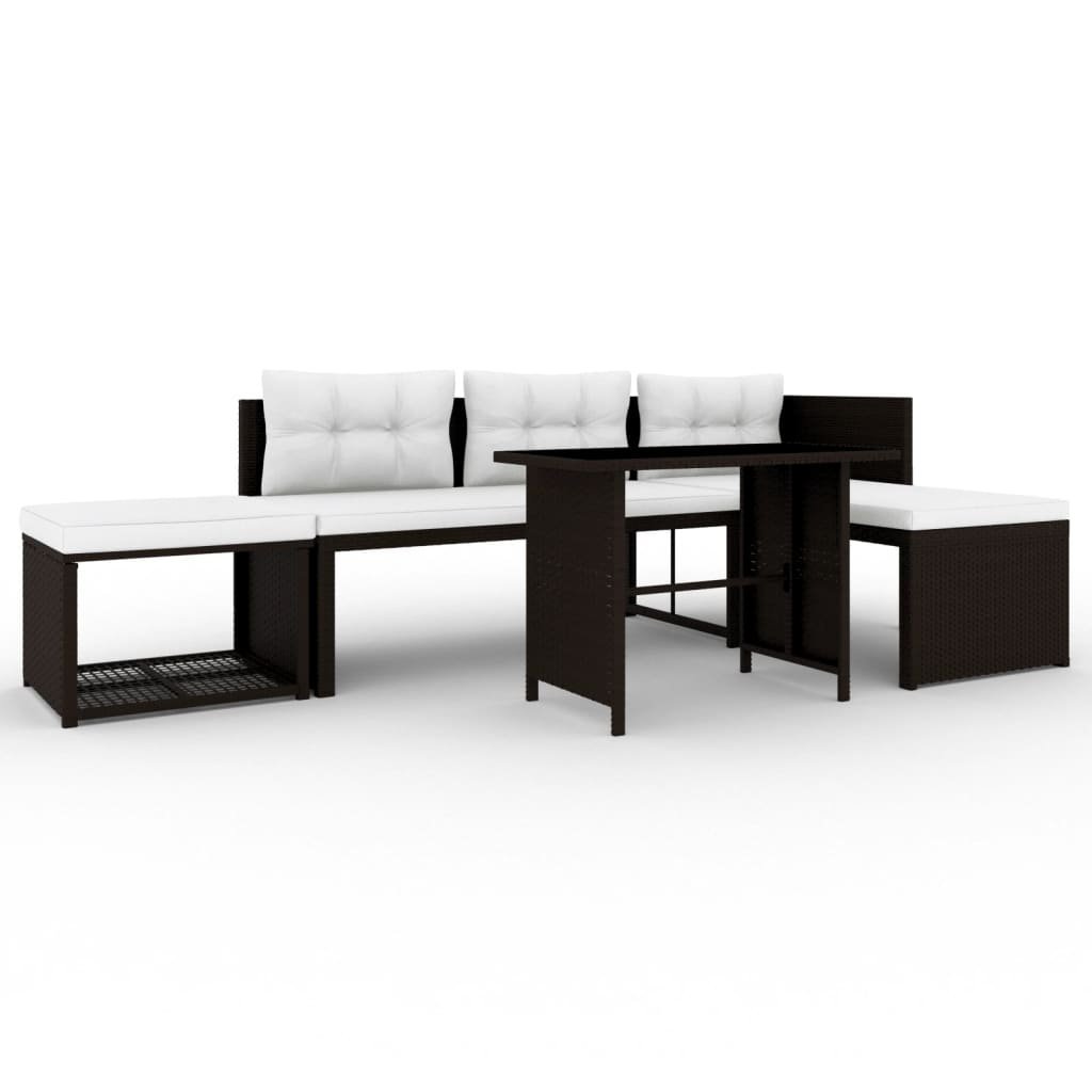 VidaXL 4-delige Loungeset poly rattan bruin
