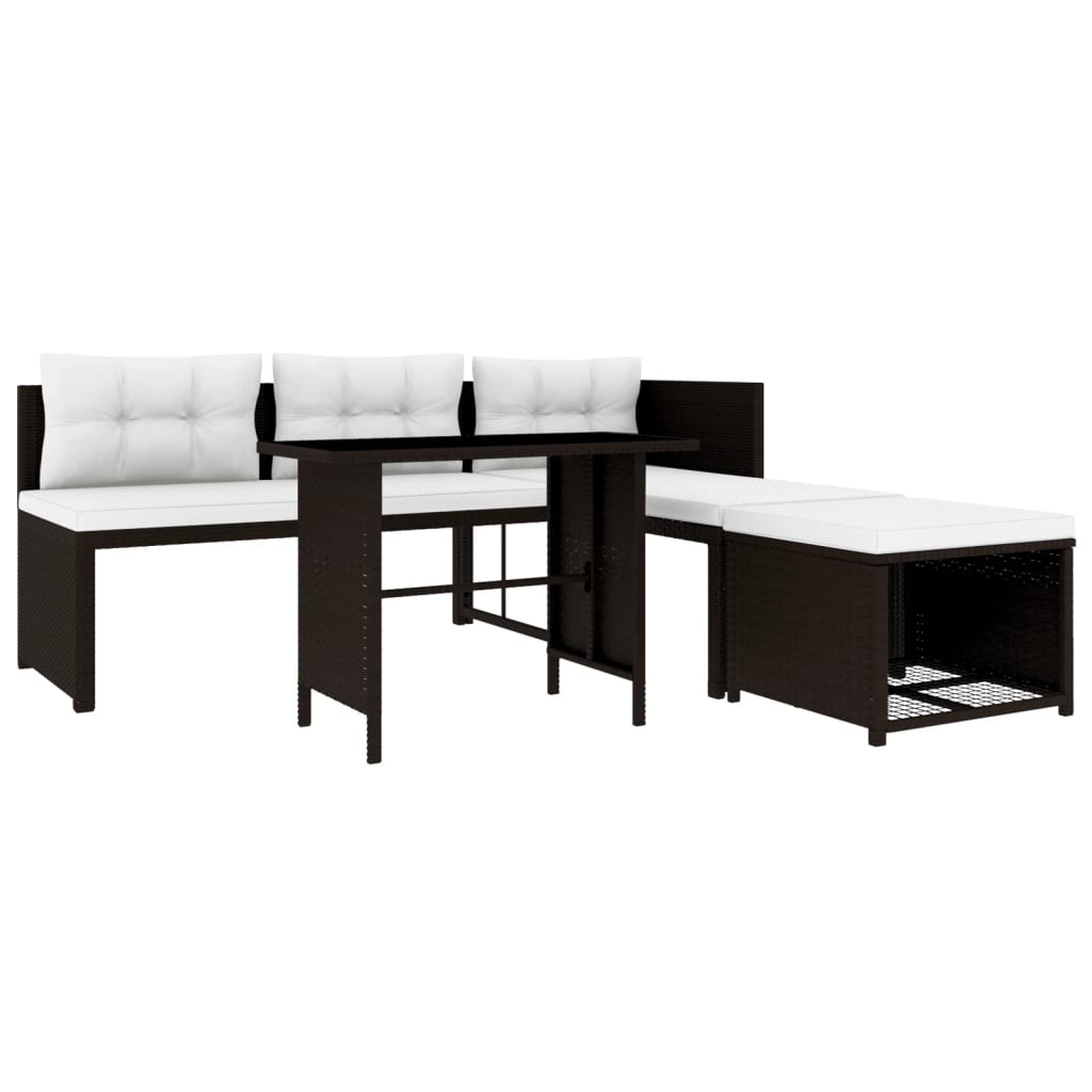 VidaXL 4-delige Loungeset poly rattan bruin