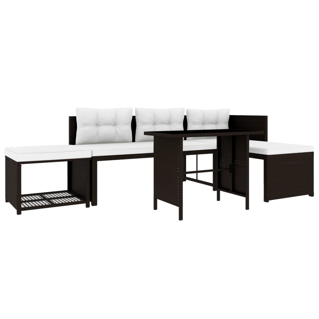VidaXL 4-delige Loungeset poly rattan bruin
