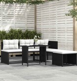 VidaXL 4-delige Loungeset poly rattan zwart