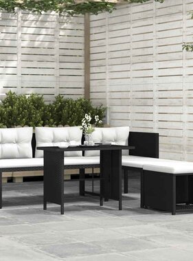VidaXL 4-delige Loungeset poly rattan zwart