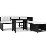 VidaXL 4-delige Loungeset poly rattan zwart
