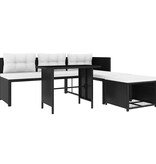 VidaXL 4-delige Loungeset poly rattan zwart