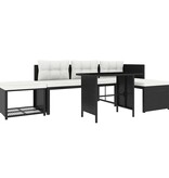 VidaXL 4-delige Loungeset poly rattan zwart