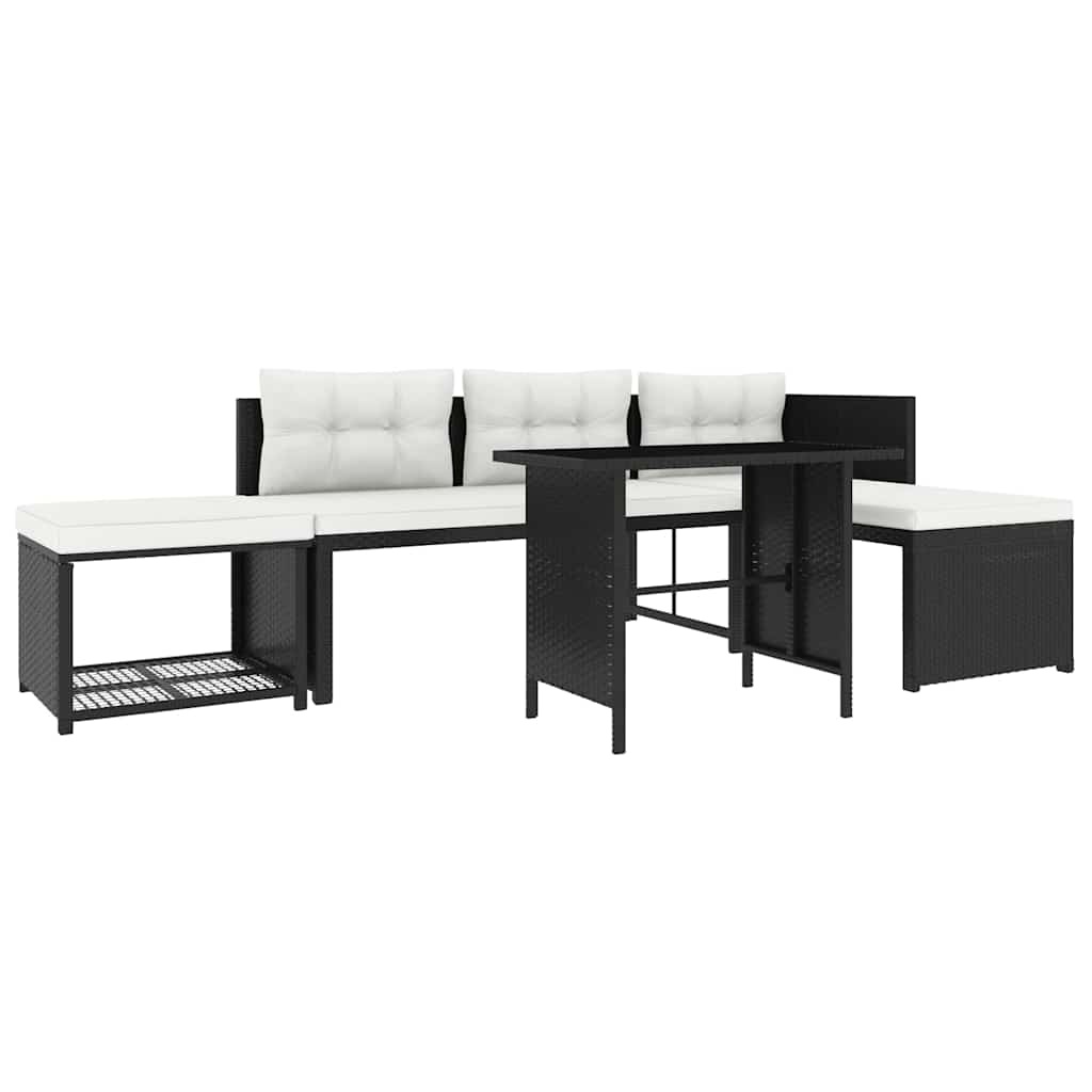 VidaXL 4-delige Loungeset poly rattan zwart