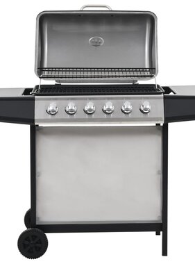 VidaXL Gasbarbecue met 6 kookzones roestvrij staal zilverkleurig