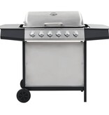 VidaXL Gasbarbecue met 6 kookzones roestvrij staal zilverkleurig