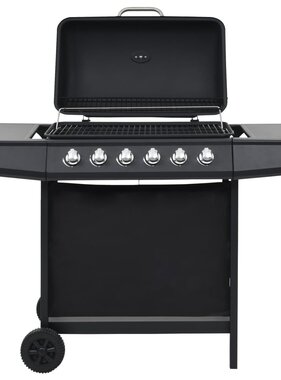 VidaXL Gasbarbecue met 6 kookzones staal zwart