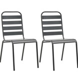 VidaXL Tuinstoelen stapelbaar 2 st staal grijs