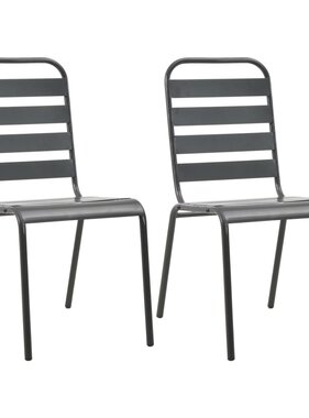 VidaXL Tuinstoelen stapelbaar 2 st staal grijs