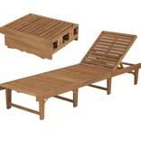 VidaXL Ligbed inklapbaar massief acaciahout