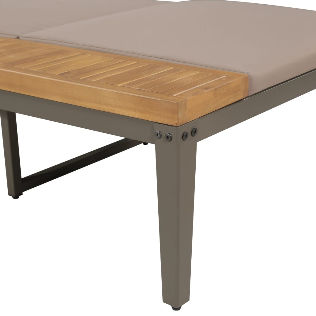 VidaXL Ligbed met kussens massief acaciahout bruin