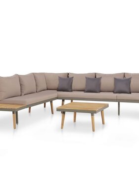 VidaXL 4-delige Loungeset met kussens massief acaciahout bruin